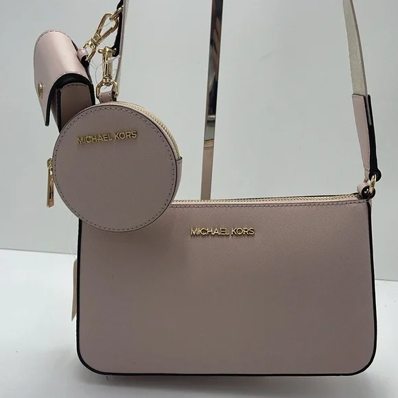 MICHAEL KORS Jet Set Saffiano Leather Crossbody Bag with Case for Apple AirPods - Picture 8 of 16